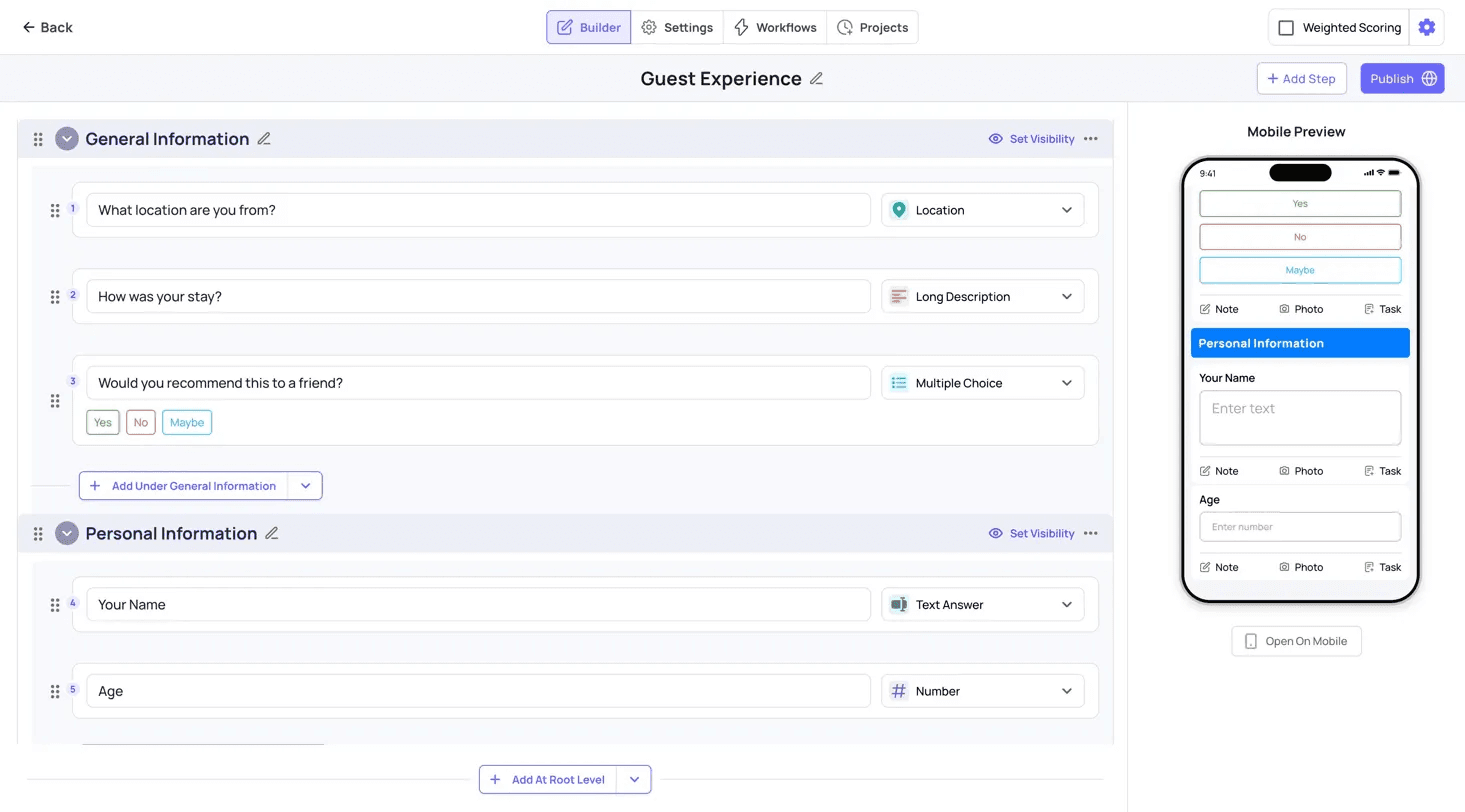 Xenia template builder with mobile preview panel
