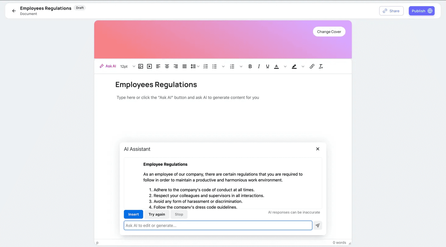 Xenia AI-assisted document creation