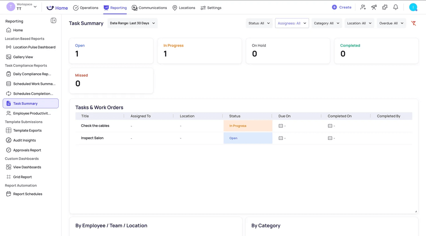 Xenia task summary dashboard